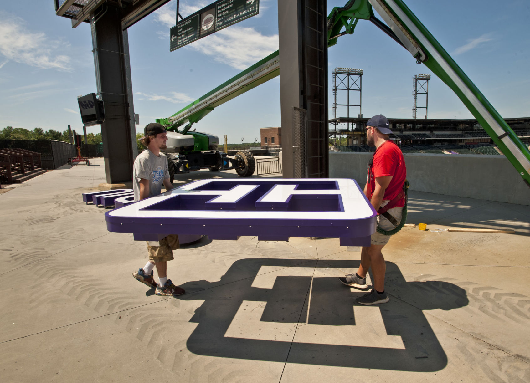 Truist Stadium sign installation